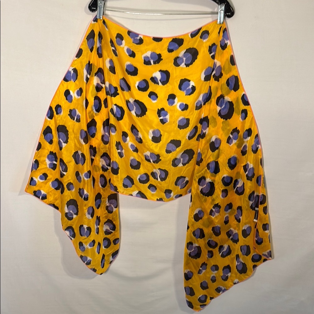Codello Yellow and Purple Leopard Spot Print Scarf